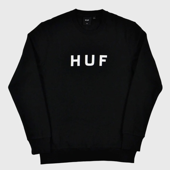 HUF Crewneck Sweatshirt Original Logo Crew in Black XL - Picture 3 of 7